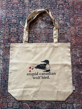 Heated Rivalry Stupid Canadian Wolf Bird Tote Bag - Beige